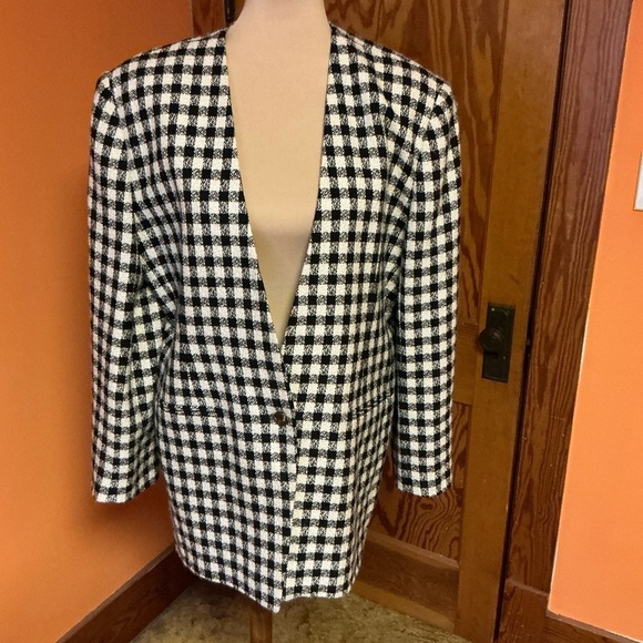 Vtg 90s Chaus Sparkly Houndstooth blazer - Picture 7 of 13